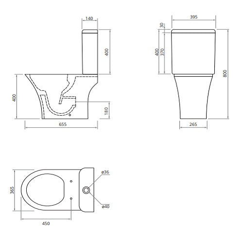 Sonas Pena Rimless Open Back Close Coupled Toilet