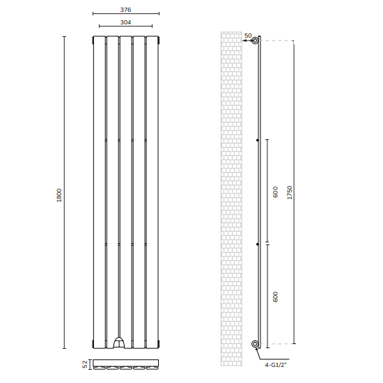 Sonas Piatto Flat Tube Single Panel Designer Radiator