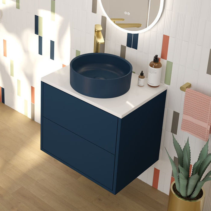 Sonas Pulse Two Drawer Wall Hung Vanity Unit with Countertop & Living Round Basin