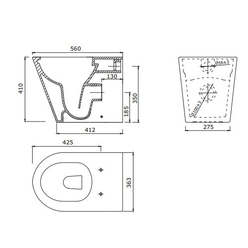 Sonas Reflections Rimless Back to Wall Toilet And Seat