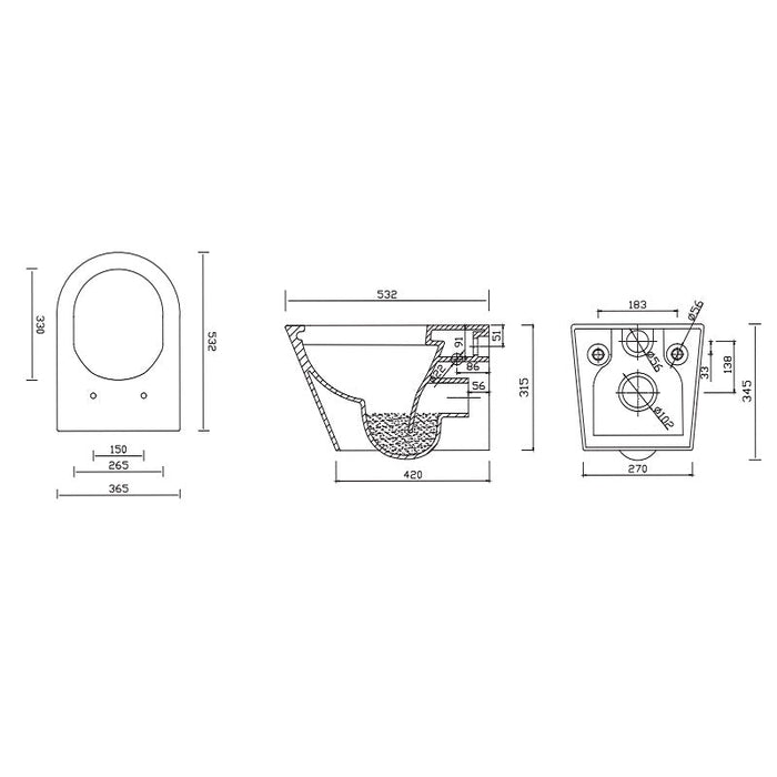 Sonas Reflections Rimless Wall Hung Toilet And Seat