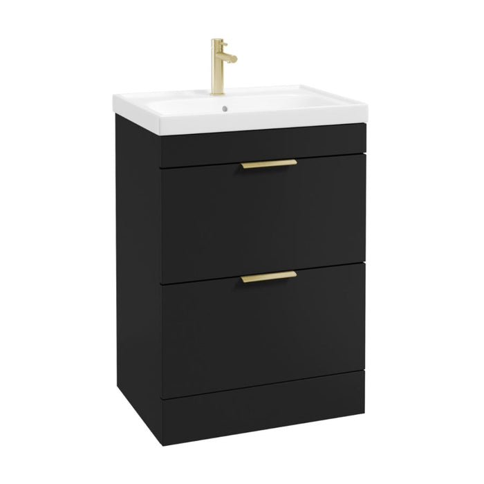 Sonas Stockholm 2 Drawer Floorstanding Vanity Unit With Slim Basin And Handle - 600mm