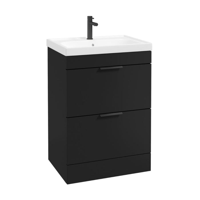 Sonas Stockholm 2 Drawer Floorstanding Vanity Unit With Slim Basin And Handle - 600mm