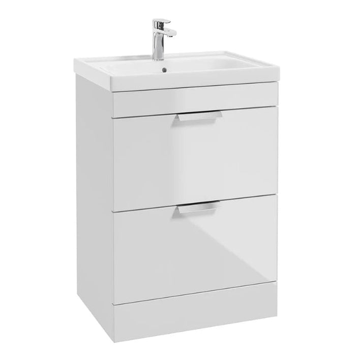 Sonas Stockholm 2 Drawer Floorstanding Vanity Unit With Slim Basin And Handle - 600mm