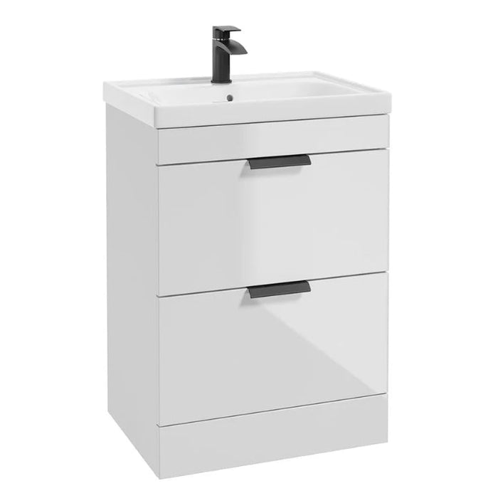 Sonas Stockholm 2 Drawer Floorstanding Vanity Unit With Slim Basin And Handle - 600mm