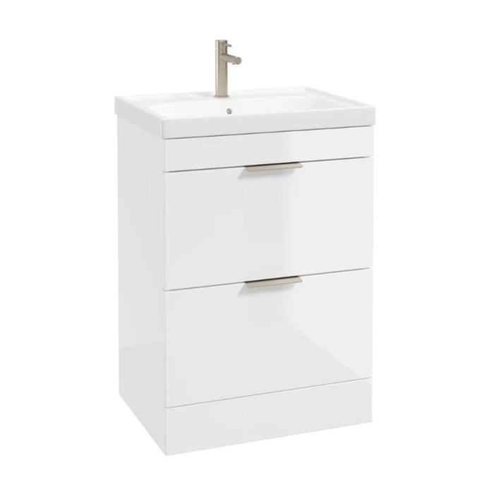 Sonas Stockholm 2 Drawer Floorstanding Vanity Unit With Slim Basin And Handle - 600mm