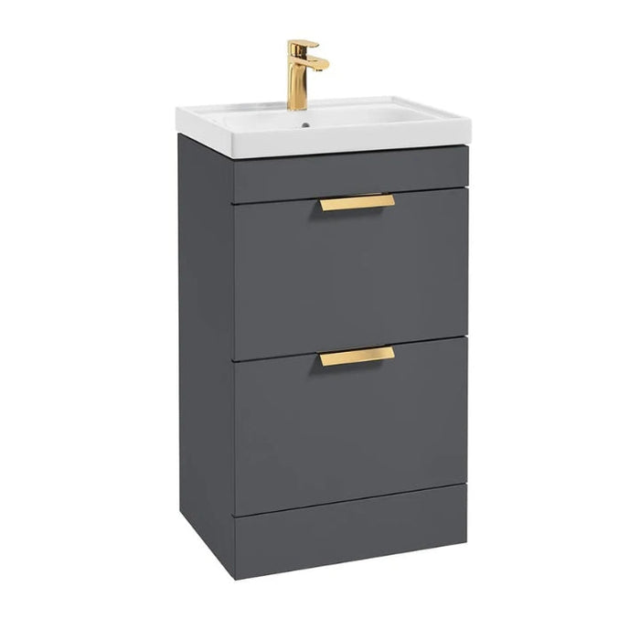 Sonas Stockholm 2 Drawer Floorstanding Vanity Unit With Slim Basin And Handle - 500mm