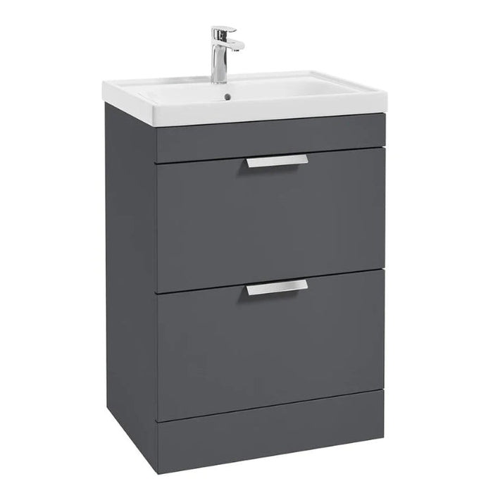 Sonas Stockholm 2 Drawer Floorstanding Vanity Unit With Slim Basin And Handle - 600mm