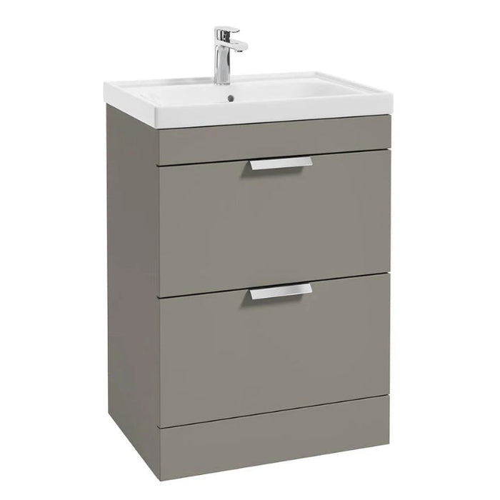 Sonas Stockholm 2 Drawer Floorstanding Vanity Unit With Slim Basin And Handle - 600mm