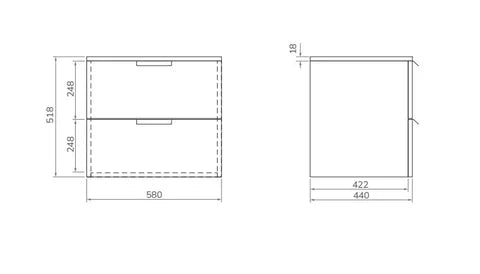 Sonas Stockholm 2 Drawer Wall Hung Unit With Countertop