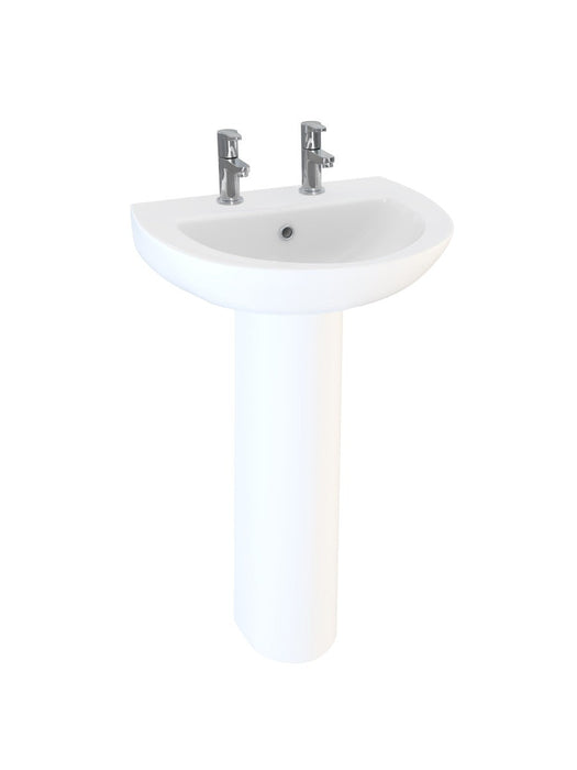Sonas Strata Basin With Full Pedestal - 450mm / 2 Tap Holes