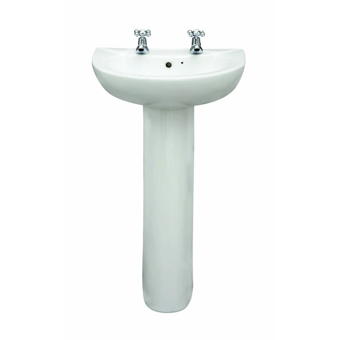Sonas Strata Basin With Full Pedestal - 450mm / 2 Tap Holes