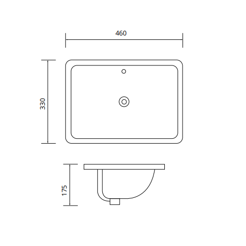 Sonas Strata Square Undercounter Basin 460mm Wide - Under