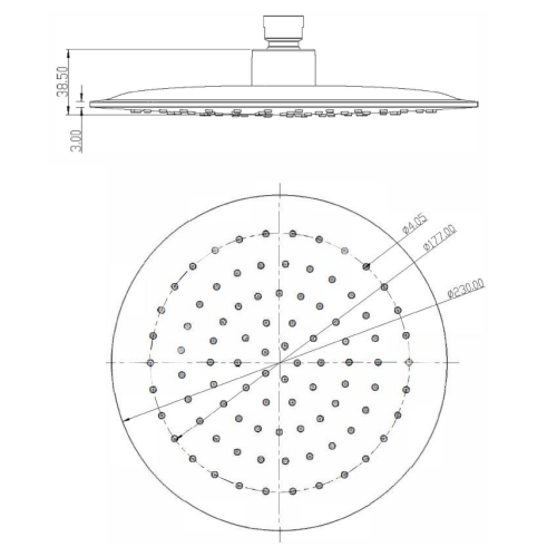 Sonas Sync Round Shower Head - 230mm - Chrome - 230mm
