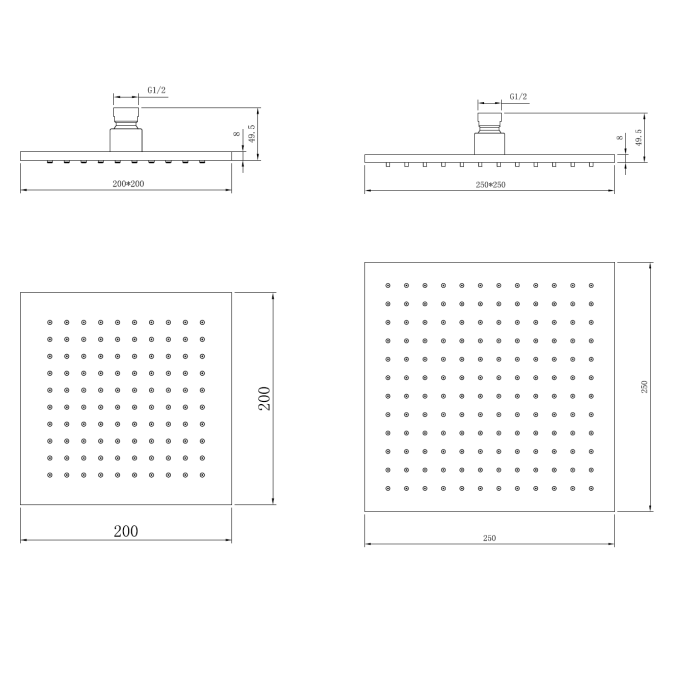 Sonas Sync Square Shower Head - Chrome - Shower Heads