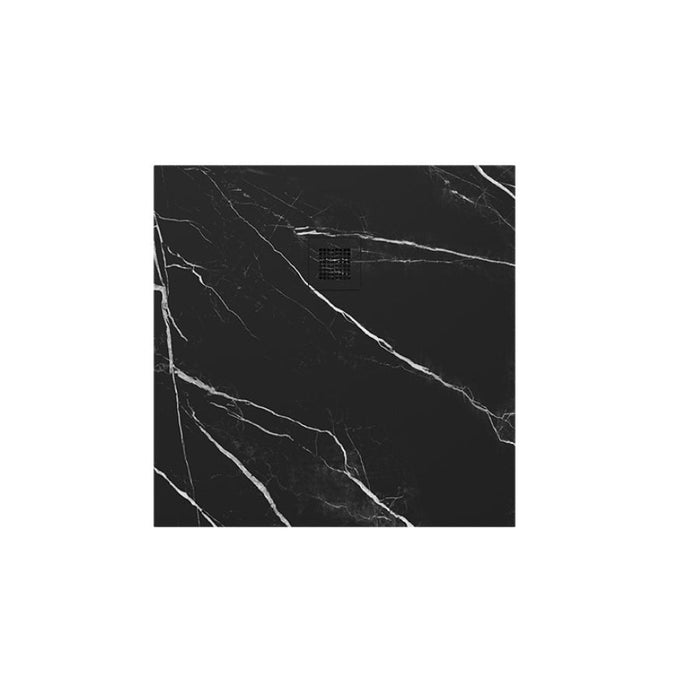 Sonas Unity Square Shower Tray With Waste - Black Marble