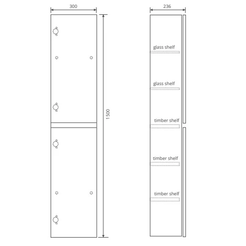 Sonas Universal 1366mm High 2 Door Wall Hung Tall Storage