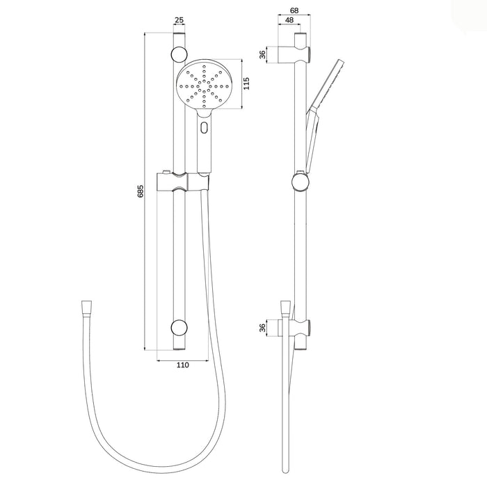 Sonas Urban Living Slide Rail Kit - Shower Rail Kits