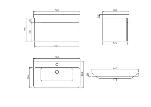 Sonas Vagar 1 Drawer Wall Hung Vanity Unit With Basin