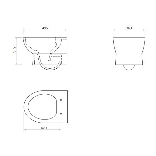 Sonas Via Rimless Wall Hung Toilet And Seat - Toilets