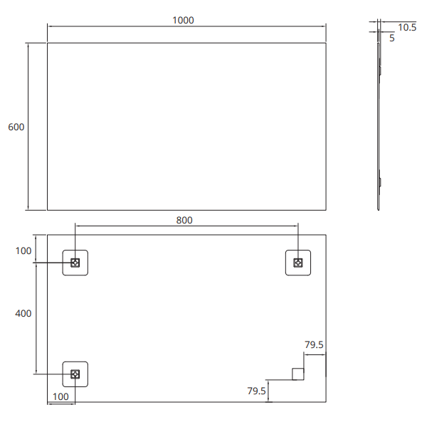 Sonas Villa Rectangular Plain Mirror - Non Illuminated