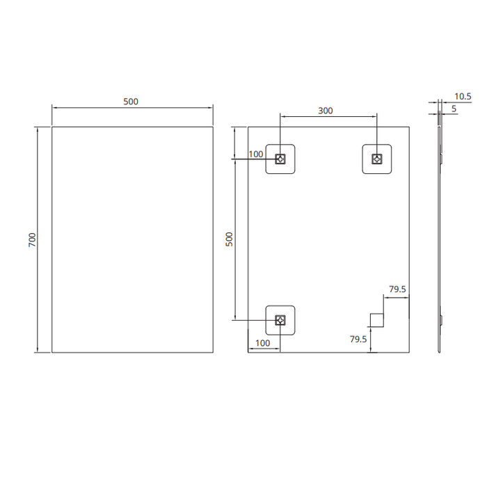 Sonas Villa Rectangular Plain Mirror - Non Illuminated