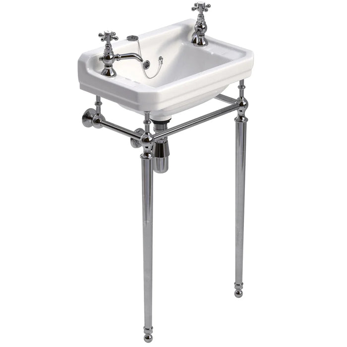Sonas Westbury Basin With Chrome Stand - 500mm / 2 Tap Holes