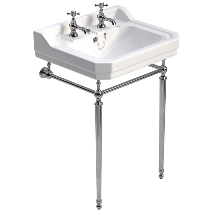 Sonas Westbury Basin With Chrome Stand - 610mm / 2 Tap Holes