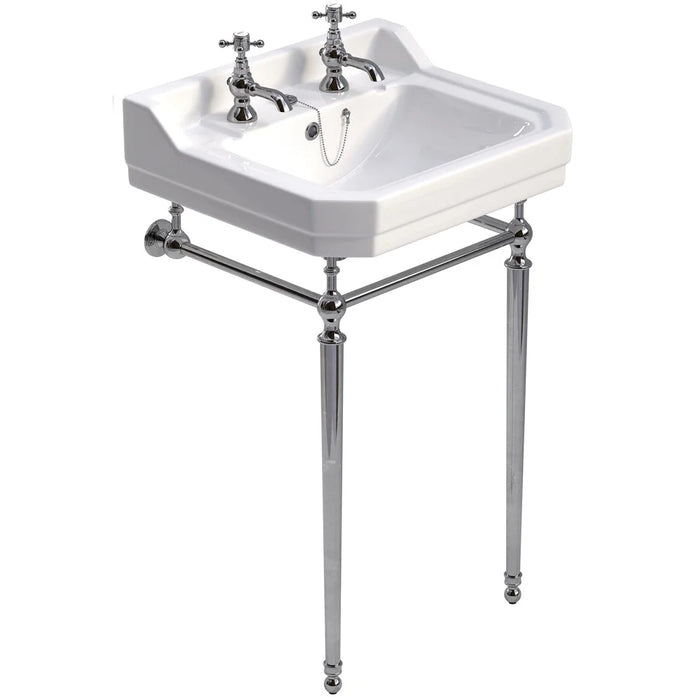 Sonas Westbury Basin With Chrome Stand - 550mm / 2 Tap Holes