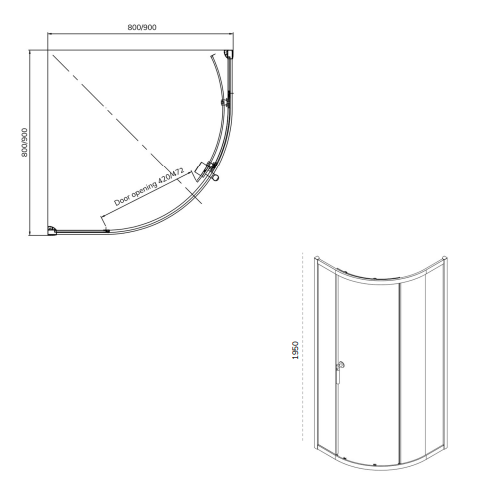 Sonas Zeba Single Door Quadrant Shower Door - Chrome