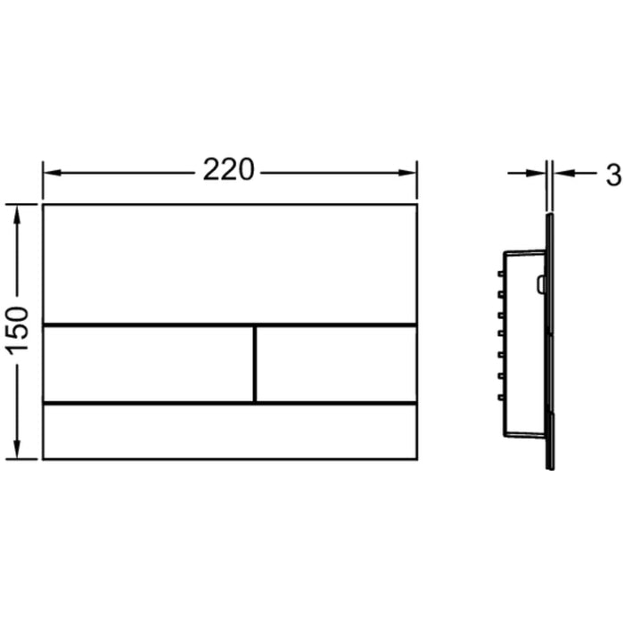 Tece Square II Metal Dual Flush Plate for Concealed Uni