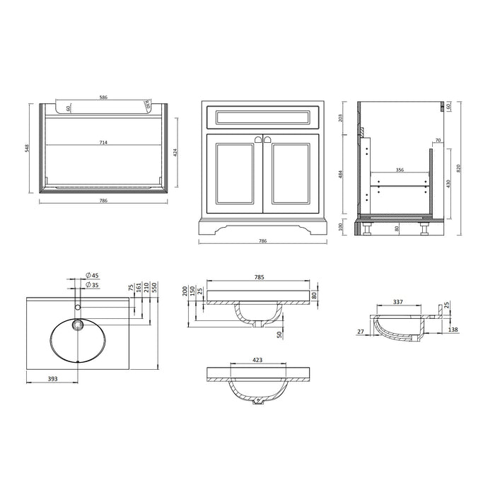 Burlington 2 Doors Vanity Unit With Worktop and Basin