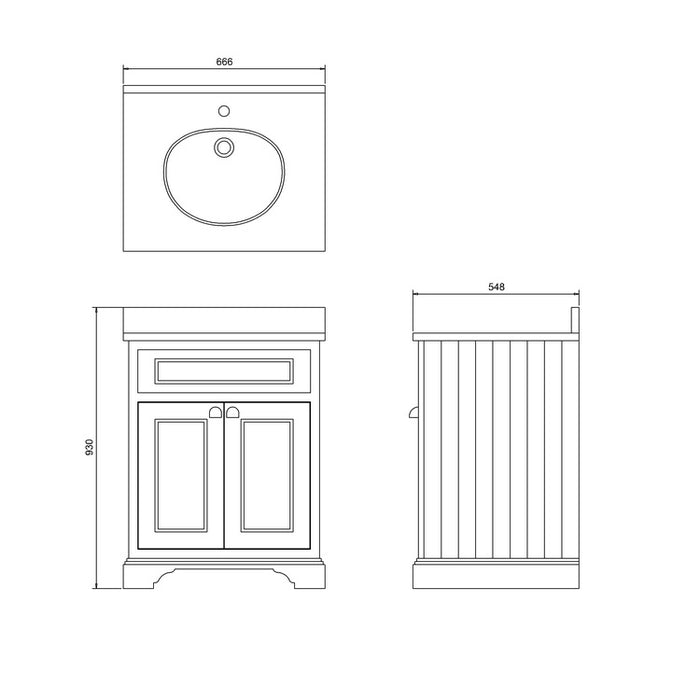 Burlington 2 Doors Vanity Unit With Worktop and Basin