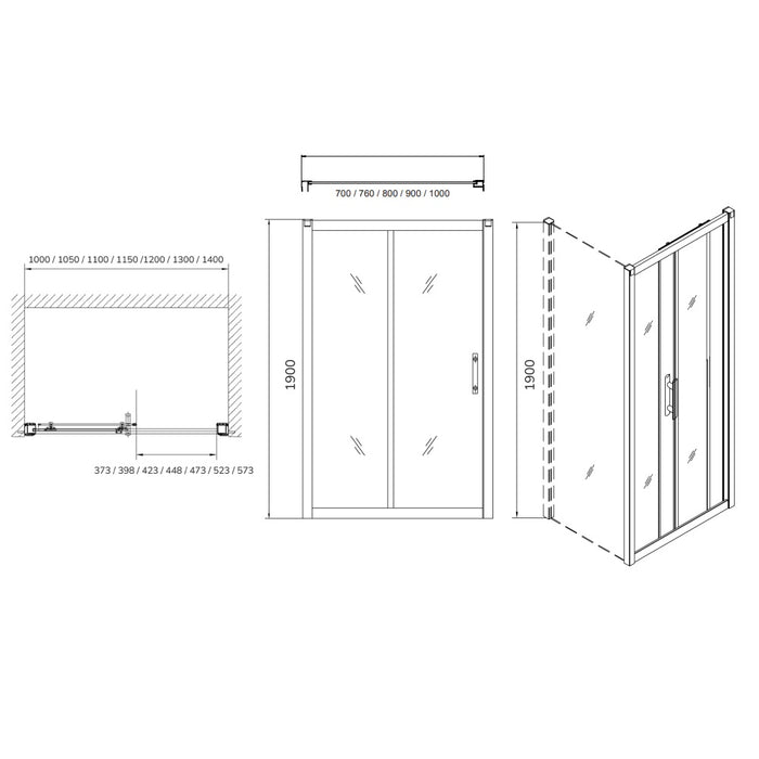 Sonas City Plus 6mm Sliding Recessed Shower Door - Chrome