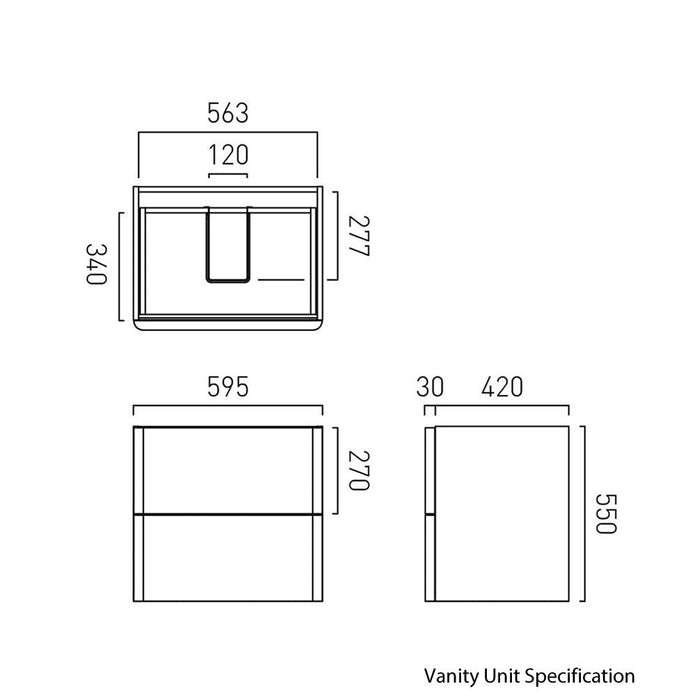 Vado Cameo 2 Drawer Wall Hung Vanity Unit With Worktop