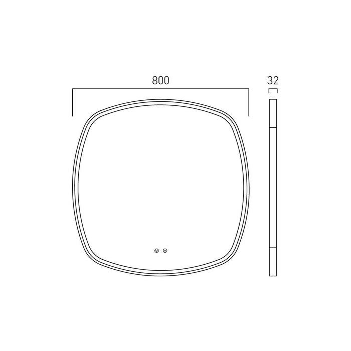 Vado Cameo Soft Square Illuminated Mirror - Illuminated