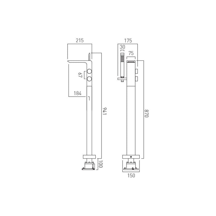 Vado Omika Noir Floorstanding Bath Shower Mixer Tap