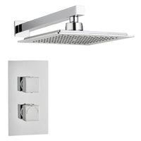Tailored 1 Outlet 2 Handle Square Concealed Thermostatic Shower Valve with Wall Kit - Chrome