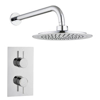 Tailored 1 Outlet 2 Handle Round Concealed Thermostatic Shower Valve with Wall Kit - Chrome