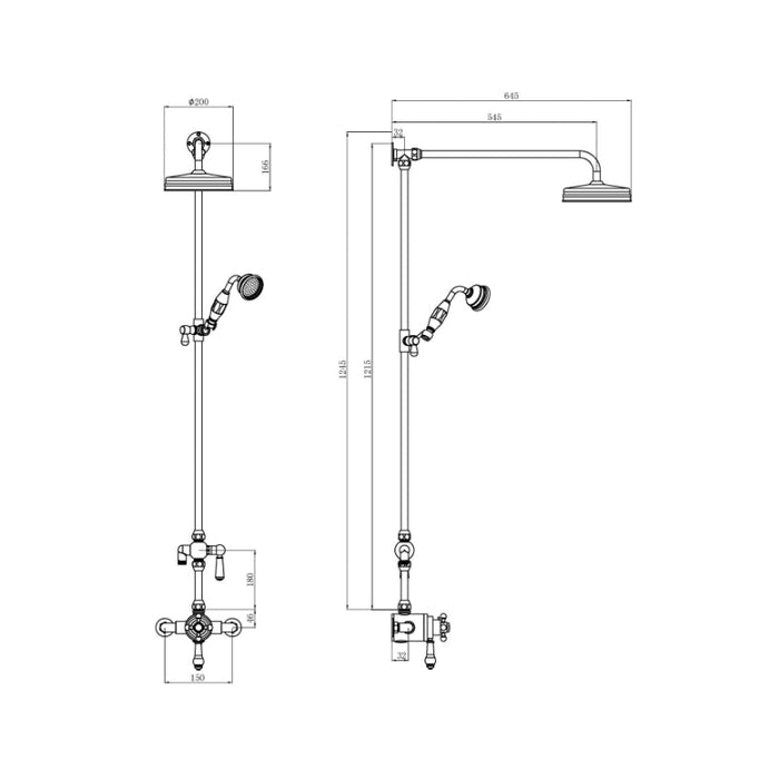 Tailored Tenby Traditional Dual Control Shower Kit - Chrome