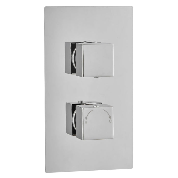 Tailored 2 Outlet 2 Handle Square Concealed Thermostatic Shower Valve