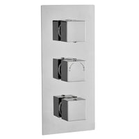 Tailored 3 Outlet 3 Handle Square Concealed Thermostatic Shower Valve - Chrome