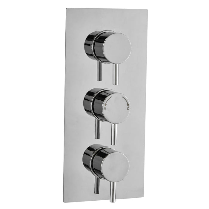 Tailored 3 Outlet 3 Handle Round Concealed Thermostatic Shower Valve - Chrome
