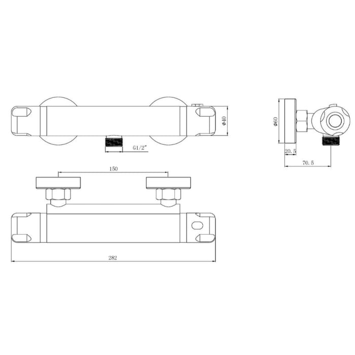 Tailored Low Pressure High Flow Bar Shower Valve - Chrome