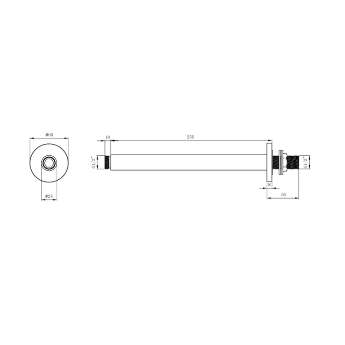 Tailored Round Ceiling Outlet Shower Arm