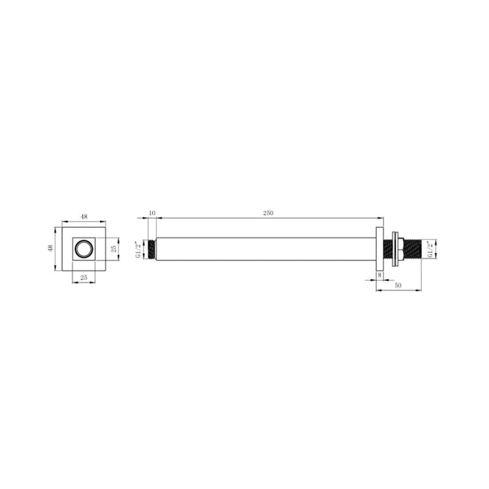 Tailored Square Ceiling Outlet Shower Arm