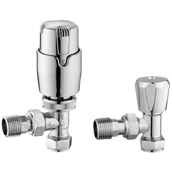 Tailored Thermostatic Controlled Angled Radiator Valves Pair