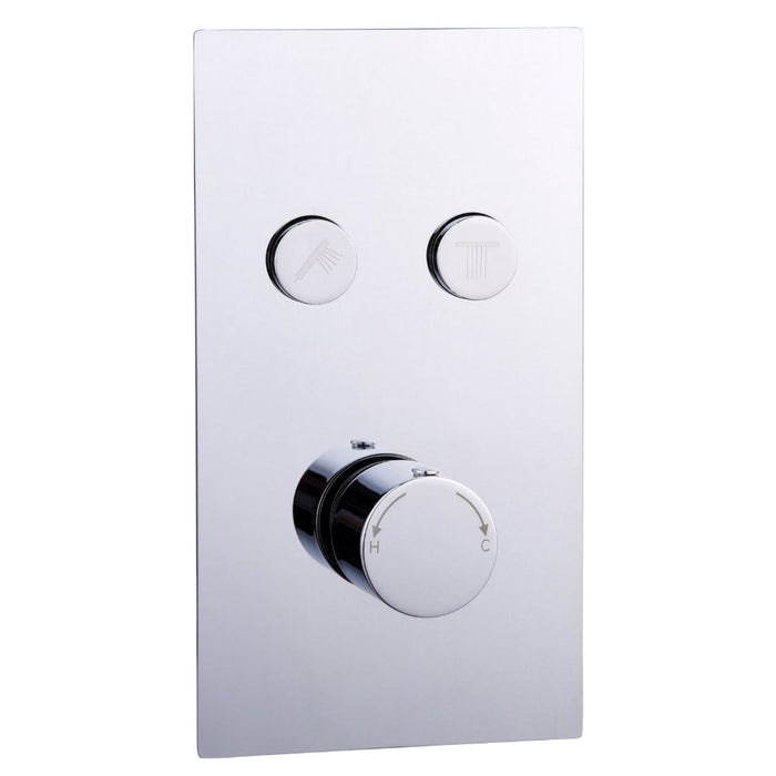 Tailored 2 Outlet Round Twin Push Button Concealed Thermostatic Shower Valve - Chrome