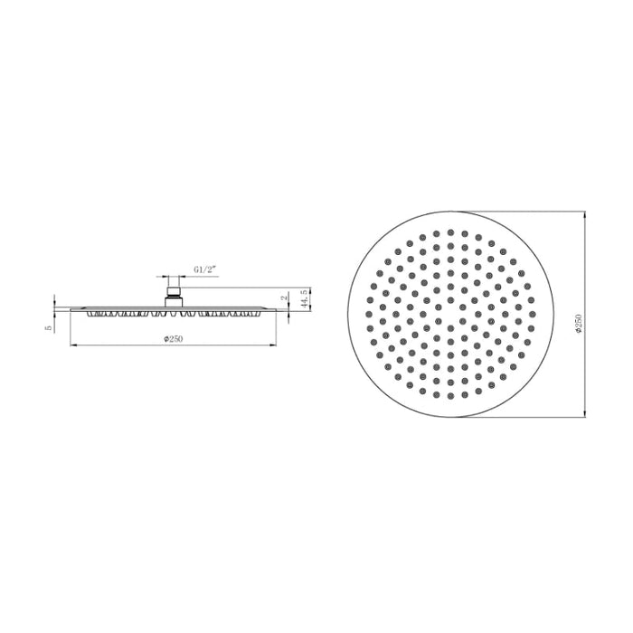 Tailored 250mm Stainless Steel Round Shower Head