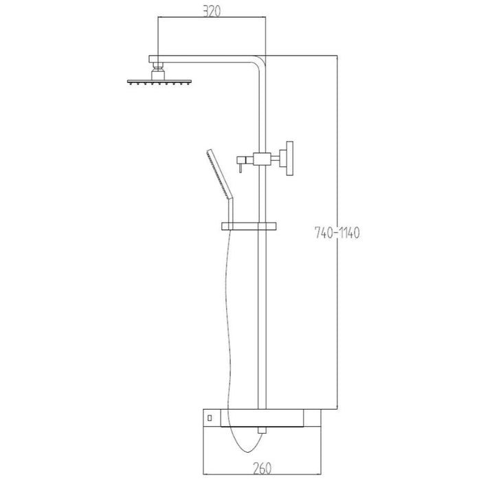Tailored Plumb Essentials Square Thermostatic Overhead Shower Kit